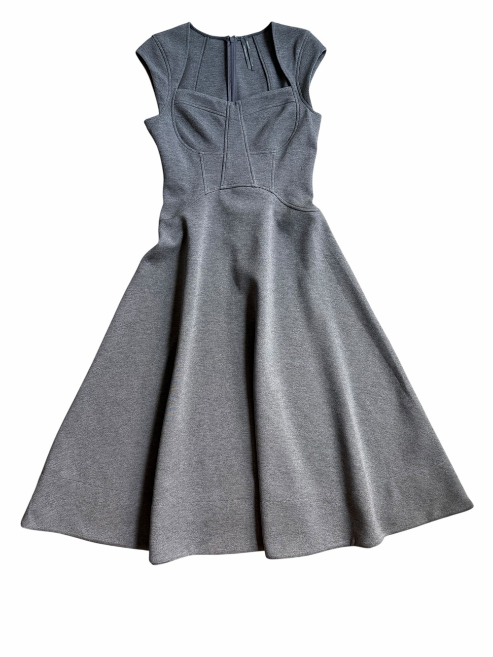 Anthropologie Classy Sweatheart Heathered Gray Midi Dress